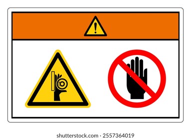 Warning Hand Crush Roller Pinch Point Do Not Touch Symbol Sign, Vector Illustration, Isolate On White Background Label. EPS10