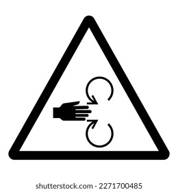 Warning Hand Crush Of Rotating Hazard Symbol Sign ,Vector Illustration, Isolate On White Background Label. EPS10