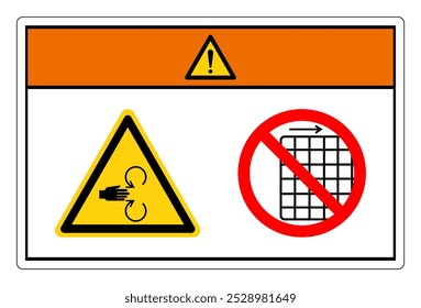 Advertência mão esmagamento de risco giratório Não remover sinal de símbolo de guarda, ilustração de vetor, isolar no fundo branco etiqueta .EPS10