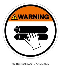 Señal del símbolo de los rodillos del enredo de la mano de la advertencia, Ilustración vectorial, aislado en la etiqueta blanca del fondo.EPS10