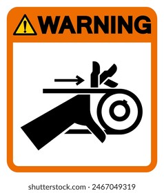 Warning Hand Entanglement Belt Drive Symbol Sign, Vector Illustration, Isolate On White Background Label .EPS10