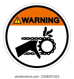 Warning Hand Entanglement Chain Drive Symbol Sign, Vector Illustration, Isolate On White Background Label .EPS10