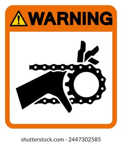 Warning Hand Entanglement Chain Drive Symbol Sign, Vector Illustration, Isolate On White Background Label .EPS10