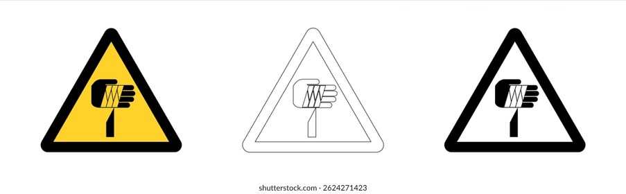 Warning hand entanglement hazard in vector format