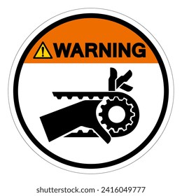 Warning Hand Entanglement Notched Belt Drive Symbol Sign, Vector Illustration, Isolate On White Background Label .EPS10