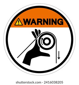 Warning Hand Entanglement Rollers Symbol Sign, Vector Illustration, Isolate On White Background Label .EPS10