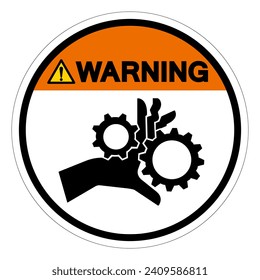 Warning Hand Entanglement Rotating Gears Symbol Sign, Vector Illustration, Isolate On White Background Label .EPS10