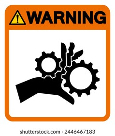 Warning Hand Entanglement Rotating Gears Symbol Sign, Vector Illustration, Isolate On White Background Label .EPS10