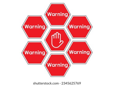 Warning Hand sign icon. Red alert sign symbol. Warning sign red. Stop red sign circle Warning