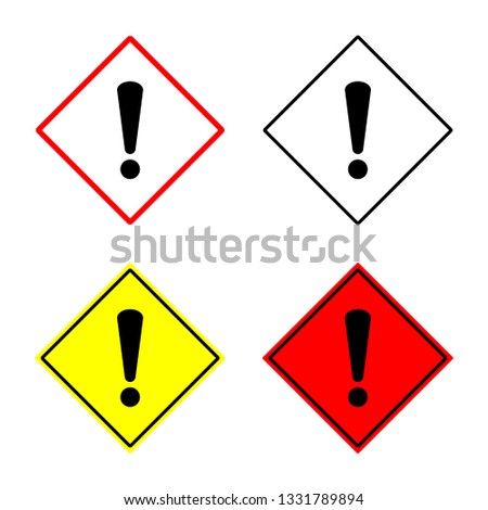 warning, hazard, attention sign set. caution alert symbol. rhombus with the exclamation mark. isolated on white background. vector illustration