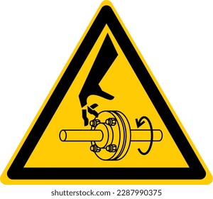 Warning Hazard Caution ISO Signs Icon Symbol Pictogram Cutting of Fingers Rotating Shaft