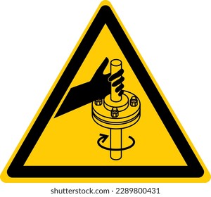 Advertencia Precaución de riesgo ISO Señales símbolo de icono Pictograma enmarañamiento del eje giratorio de mano