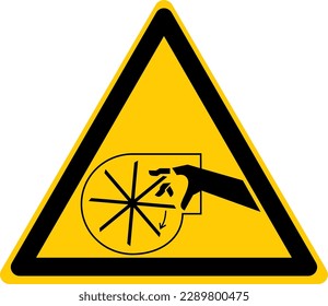 Warning Hazard Caution ISO Signs Icon Symbol Pictogram Cutting of Fingers or Hand Rotating Blade