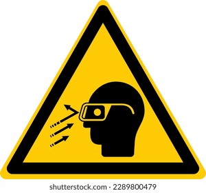 Warning Hazard Caution ISO Signs Icon Symbol Pictogram Flying Debris Wear Safety Glasses