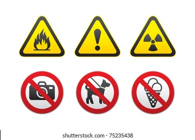 Warning Hazard and Prohibited Signs set vector