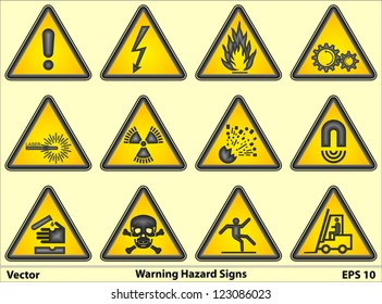 Warning Hazard Signs Stock Vector (Royalty Free) 123086023 | Shutterstock