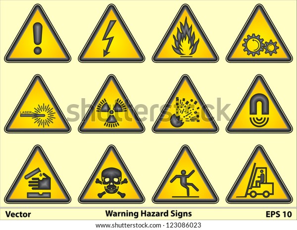 Warning Hazard Signs Stock Vector (Royalty Free) 123086023 | Shutterstock