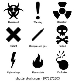 warning hazard signs vector illustration on white background