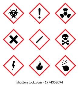 warning hazard signs vector illustration on white background