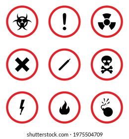 warning hazard signs vector illustration on white background