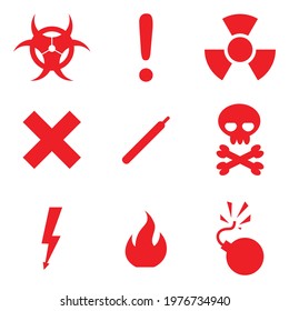 warning hazard signs vector illustration on white background