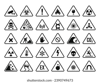 Warning hazard symbol set vector illustration