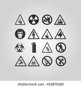 warning hazard symbols set