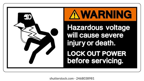 Warning Hazardous voltage will cause severe injury or death Symbol Sign, Vector Illustration, Isolate On White Background Label .EPS10