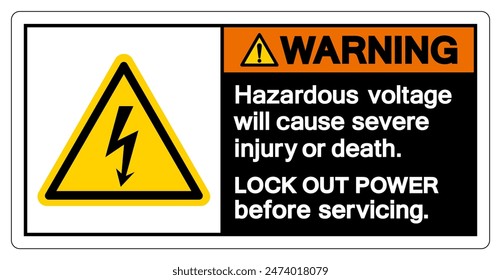 Warning Hazardous voltage will cause severe injury or death Symbol Sign, Vector Illustration, Isolate On White Background Label .EPS10