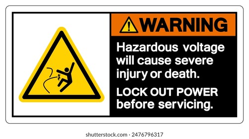 Warning Hazardous voltage will cause severe injury or death Symbol Sign, Vector Illustration, Isolate On White Background Label .EPS10