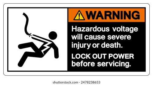 Warning Hazardous voltage will cause severe injury or death Symbol Sign, Vector Illustration, Isolate On White Background Label .EPS10