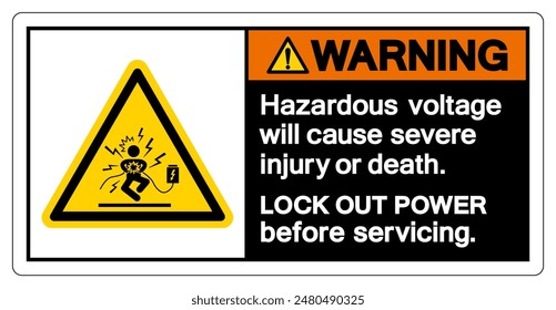 Warning Hazardous voltage will cause severe injury or death Symbol Sign, Vector Illustration, Isolate On White Background Label .EPS10