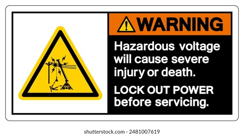 Warning Hazardous voltage will cause severe injury or death Symbol Sign, Vector Illustration, Isolate On White Background Label .EPS10