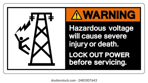 Warning Hazardous voltage will cause severe injury or death Symbol Sign, Vector Illustration, Isolate On White Background Label .EPS10