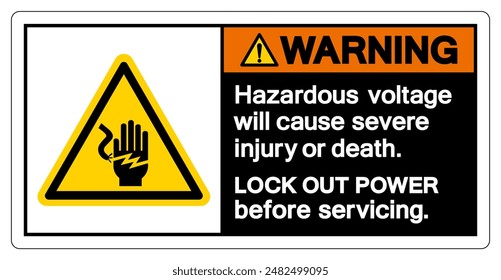 Warning Hazardous voltage will cause severe injury or death Symbol Sign, Vector Illustration, Isolate On White Background Label .EPS10