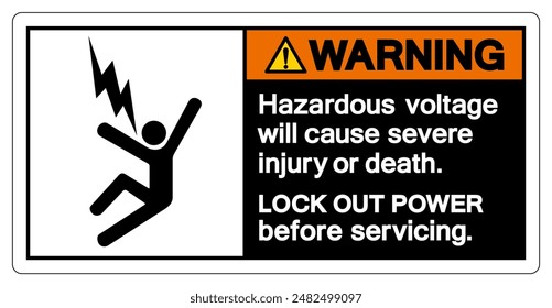 Warning Hazardous voltage will cause severe injury or death Symbol Sign, Vector Illustration, Isolate On White Background Label .EPS10