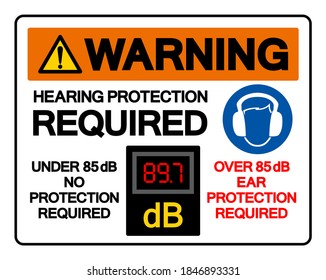 Warning Hearing Protection Required Symbol Sign,Vector Illustration, Isolate On White Background Label. EPS10