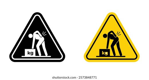 Warning heavy object sign vector in filled and 3 stroke weights