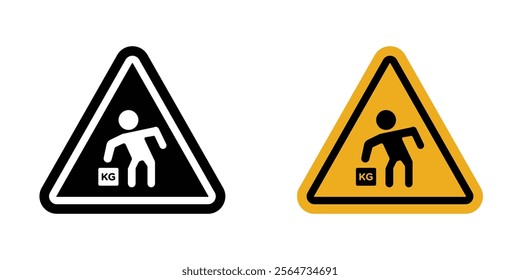 Warning heavy object sign vectors in flat syle