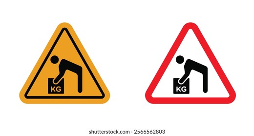 Warning heavy object signs in black and color style