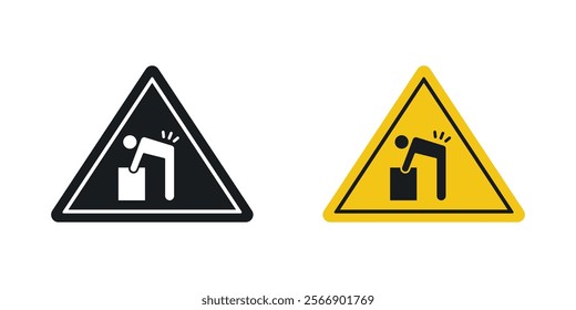 Warning heavy object signs set in black and colored