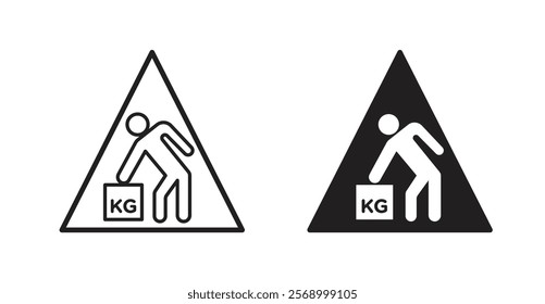 Warning heavy object signs set vector graphics designs