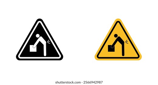 Warning heavy object signs. vector signs set