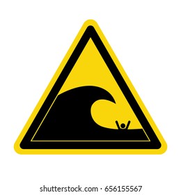 Warning high surf. sign, symbol
