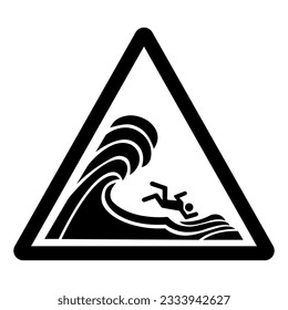 Warning High Surf Symbol Sign, Vector Illustration, Isolate On White Background Label. EPS10