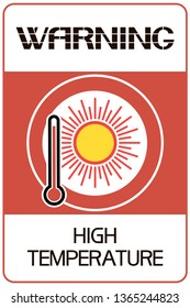 Warning high temperature.
Information about hazardous physical phenomena in the environment, 
illustration and text poster.