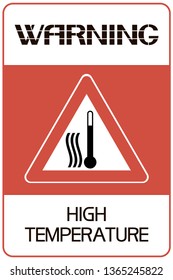 Warning high temperature.
Information about hazardous physical phenomena in the environment, 
illustration and text poster.
