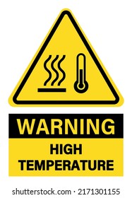 Warning High Temperature Yellow Triangle Sign Stock Vector (Royalty ...