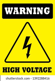 WARNING HIGH VOLTAGE  Board in yellow background drawing by Illustration.