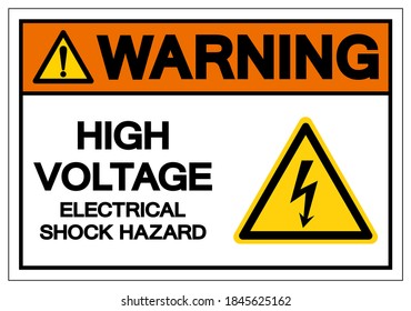 Warning High Voltage Electrical Shock Hazard Symbol Sign, Vector Illustration, Isolated On White Background Label .EPS10